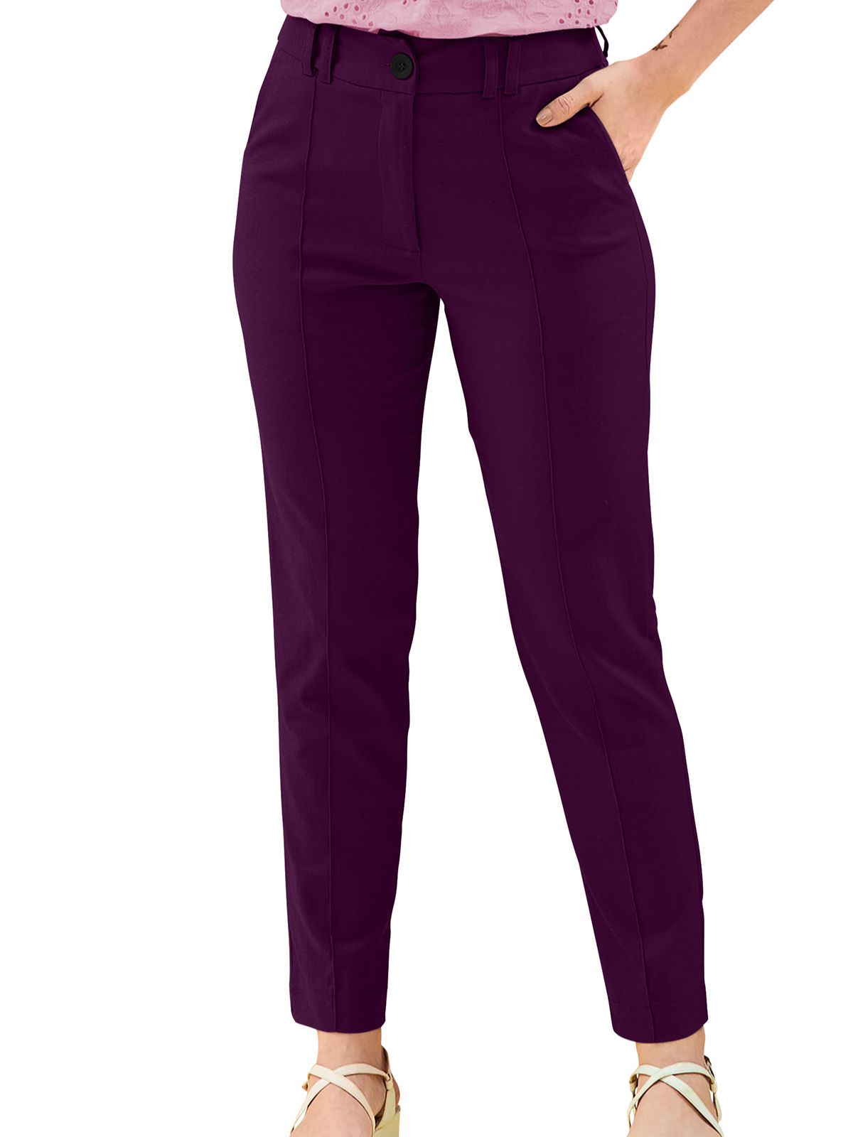 Odette Purple Polyester Trouser For Women