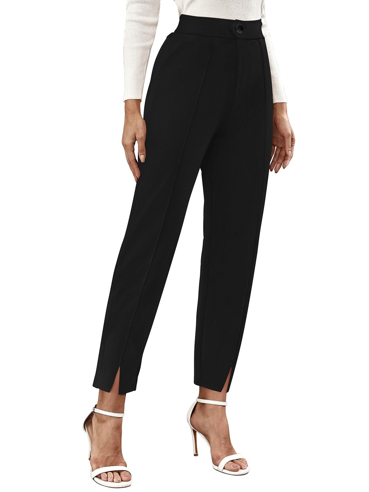 Odette Black Polyester Trouser For Women