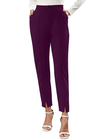Odette Wine Polyester Trouser For Women