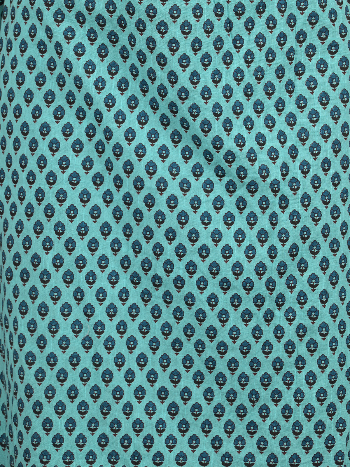 Odette Sea Blue Cotton Printed Stitched Kurta For Women