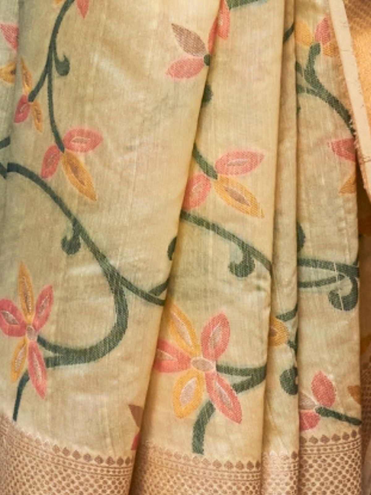 Odette Yellow Silk Blend Woven Saree With Unstitched Blouse For Women