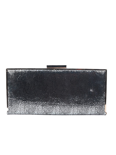 Odette Silver PU Textured Clutch For Women