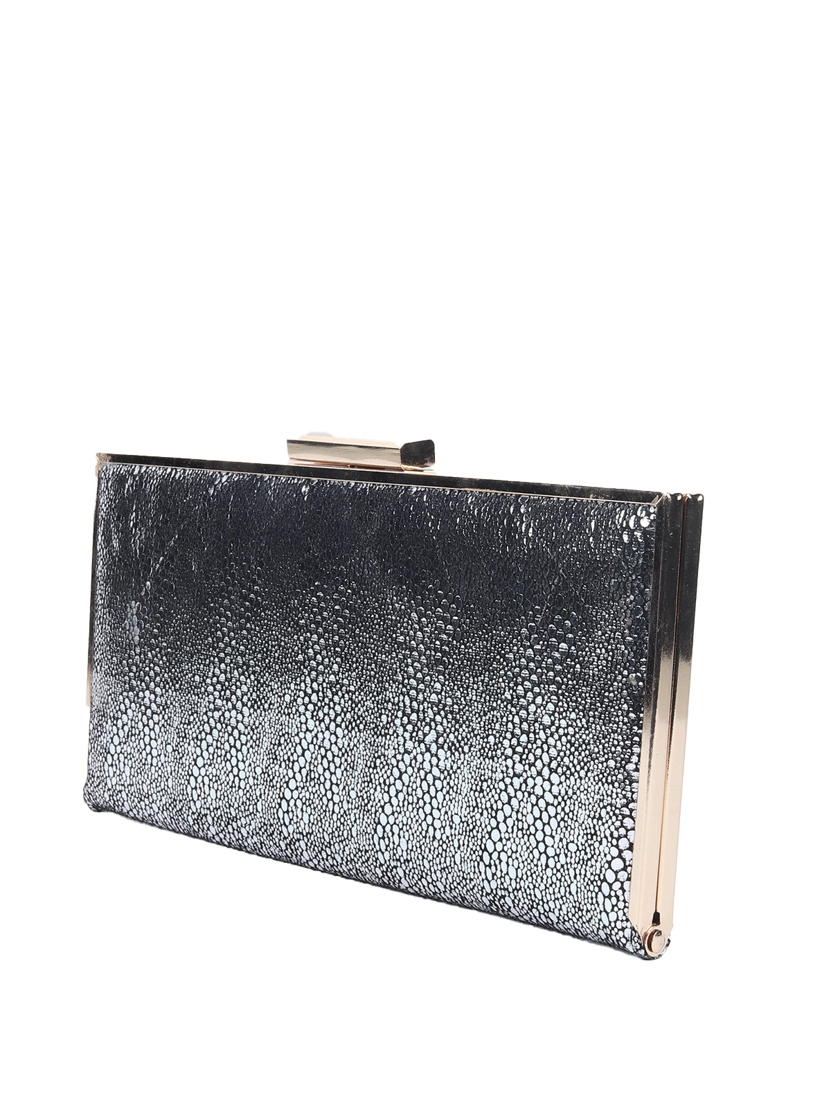 Odette Silver PU Textured Clutch For Women