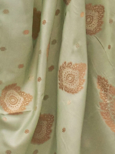 Odette Green Silk Blend Woven Saree With Unstitched Blouse for Women