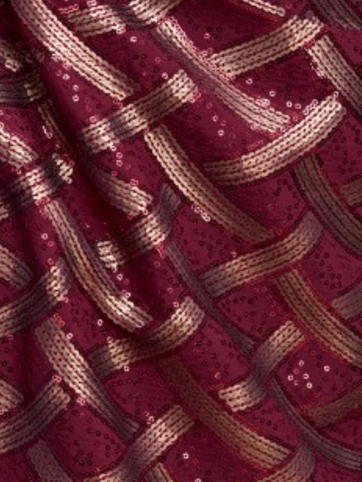 Odette Maroon Silk Blend Sequins Stitched  Kurta For Men