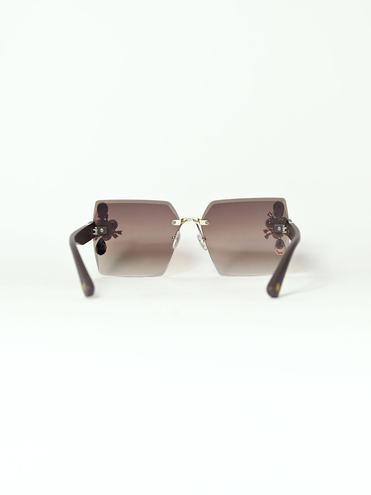 Odette Brown Gradient Acrylic Embellished Sunglasses For Women