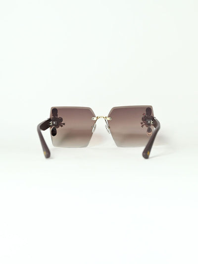 Odette Brown Gradient Acrylic Embellished Sunglasses For Women