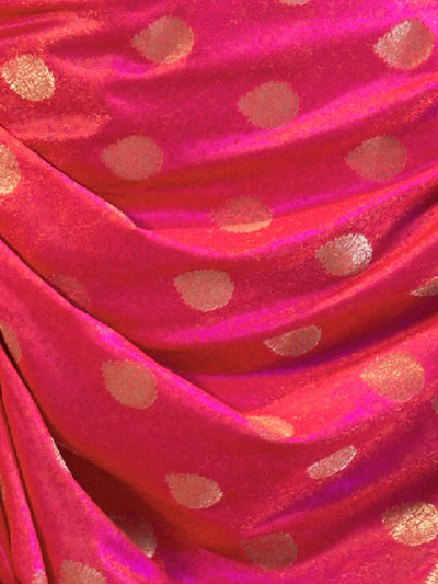 Odette Pink Silk Blend Woven Saree With Unstitched Blouse for Women