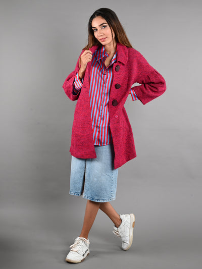 Odette Maroon Wool Jacket for Women