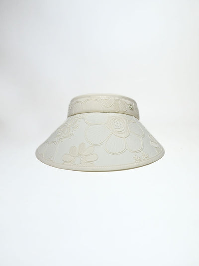 Odette Off White Cotton Embriodered Hat For Women