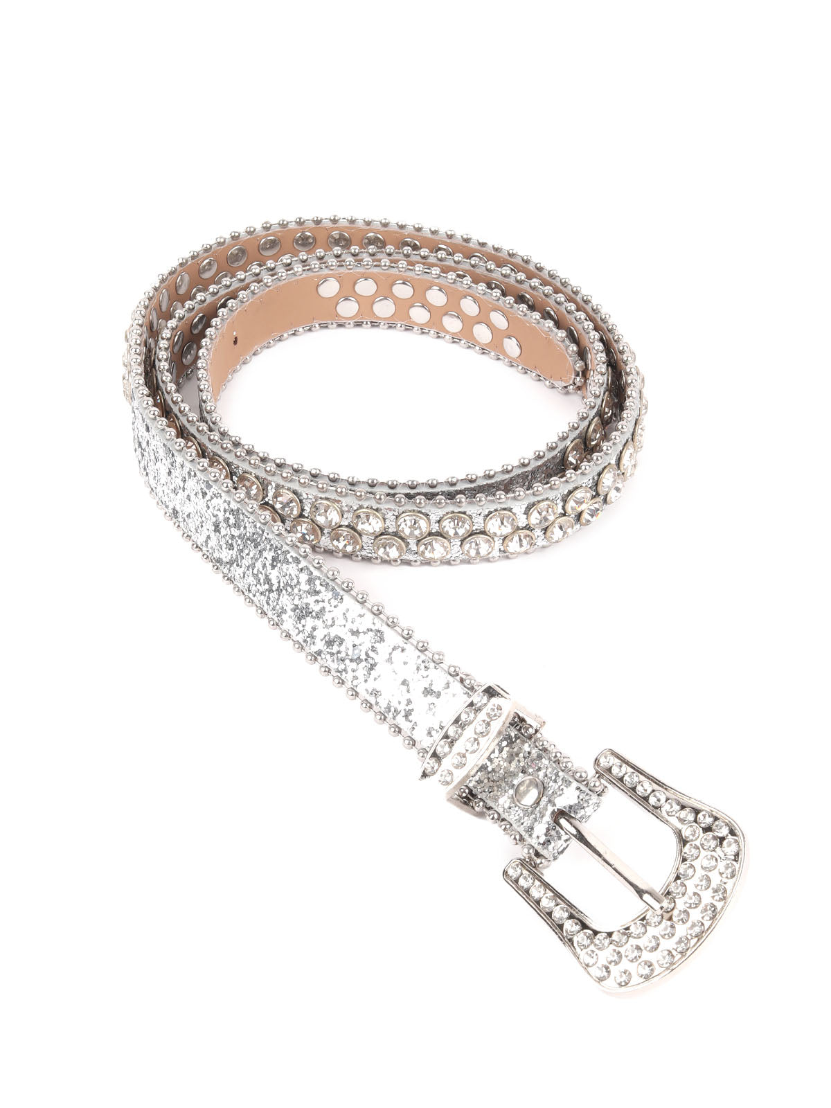 Odette Silver Metal Embellished Buckle Waist Belt for Women