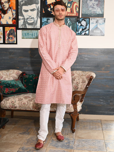 Odette Multi Printed Cotton Traditional Kurta Set For Men