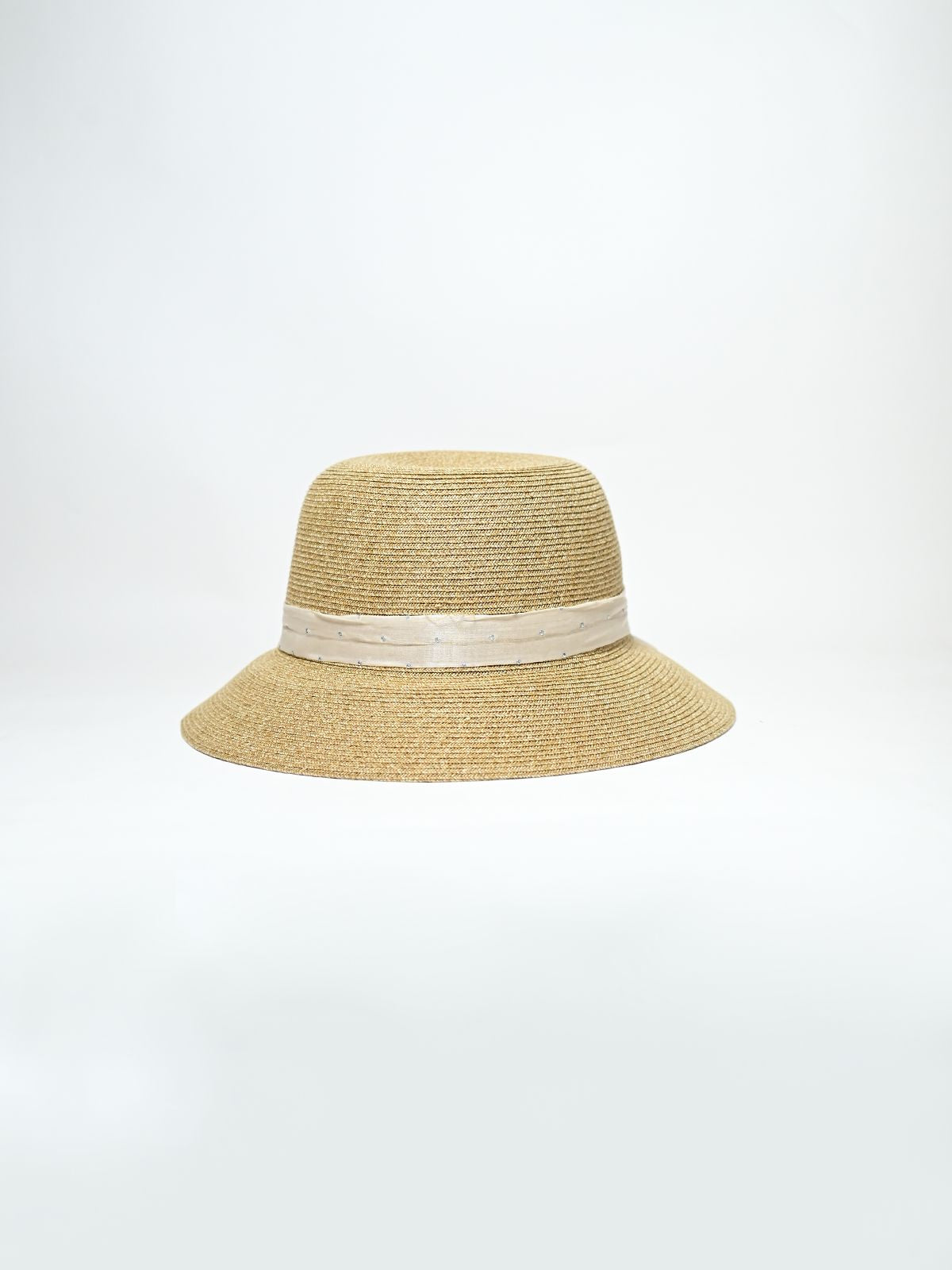 Odette Beige Raffia Woven Texture Hat For Women