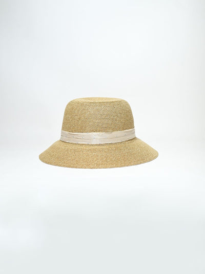 Odette Beige Raffia Woven Texture Hat For Women