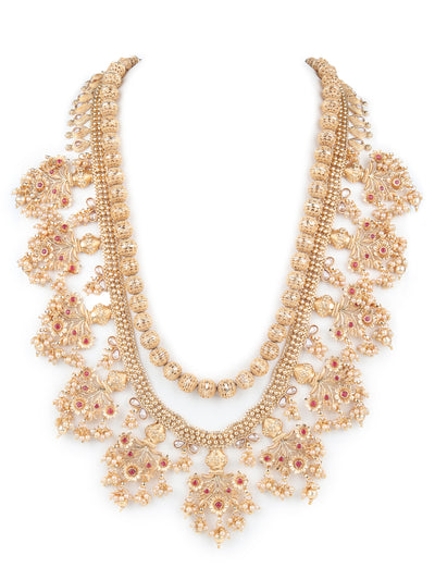 Odette Gold Pearl and Faux Stone Embellished Jewellry Set for Women