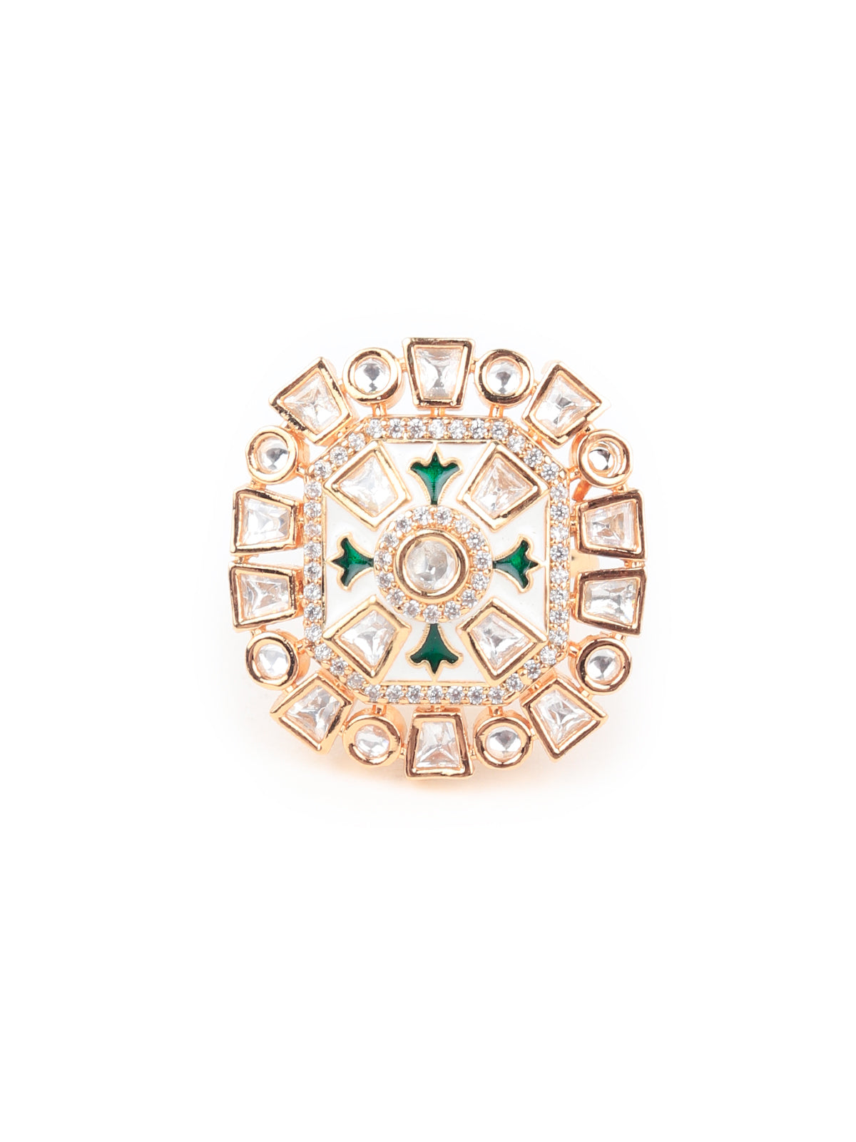 Odette Women Royal White Designer Mixed Metal Ring