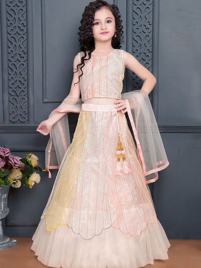 Odette Wedding Designer Light Pink Soft Net Lehenga Choli For Girls