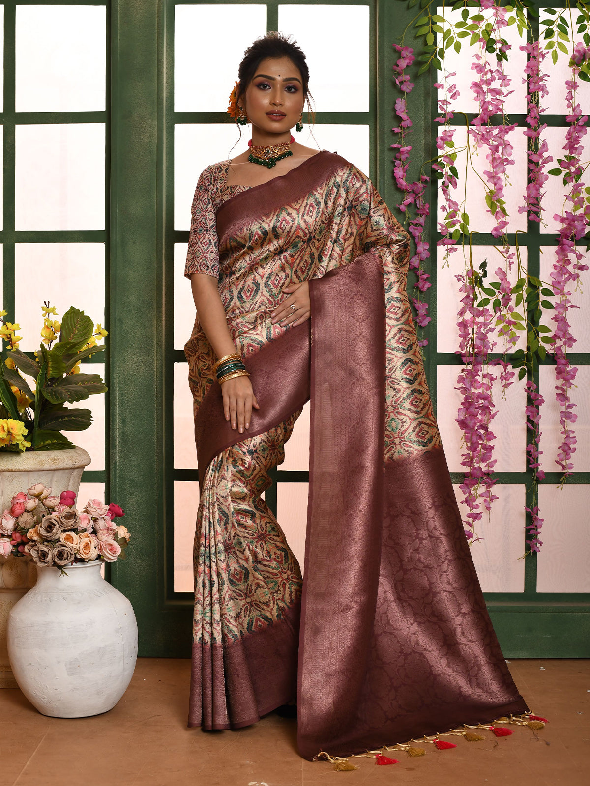 Odette Purple Soft Silk Woven Saree With Unstitched Blouse For Women