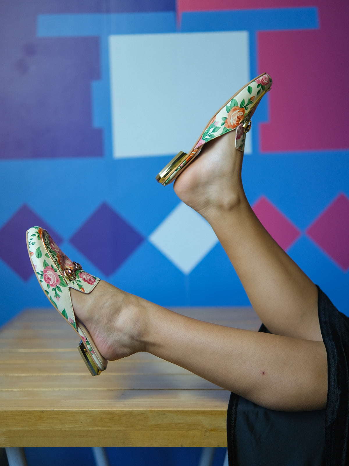 Odette Multicolor PU Printed Mule For Women