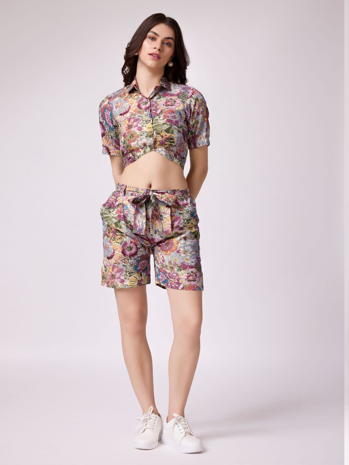 Odette Multicolor Cotton Printed Stitched Co Ord Set For Women