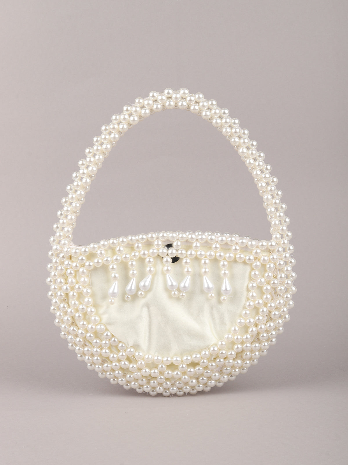 Odette White Pearl Embroidered Clutch for Women
