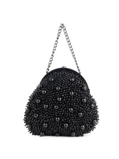 Odette Women Black Beaded Mindful Batuwa Bag