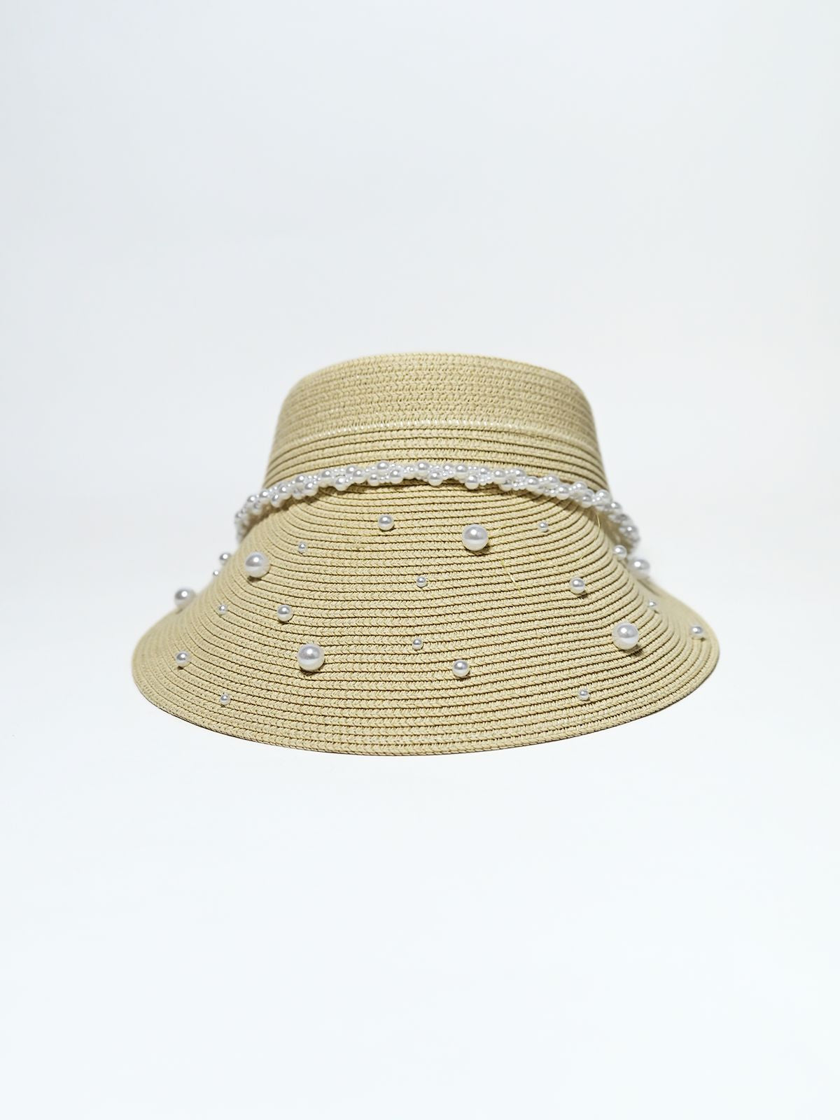 Odette Beige Raffia Woven Texture Hat For Women