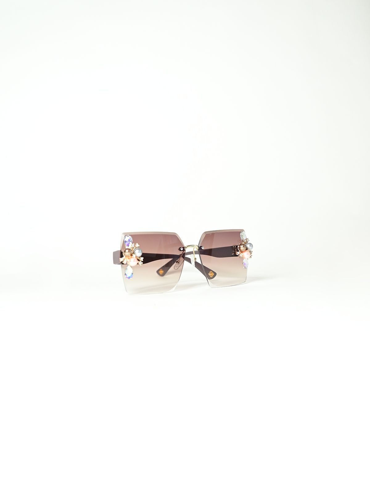 Odette Brown Gradient Acrylic Embellished Sunglasses For Women