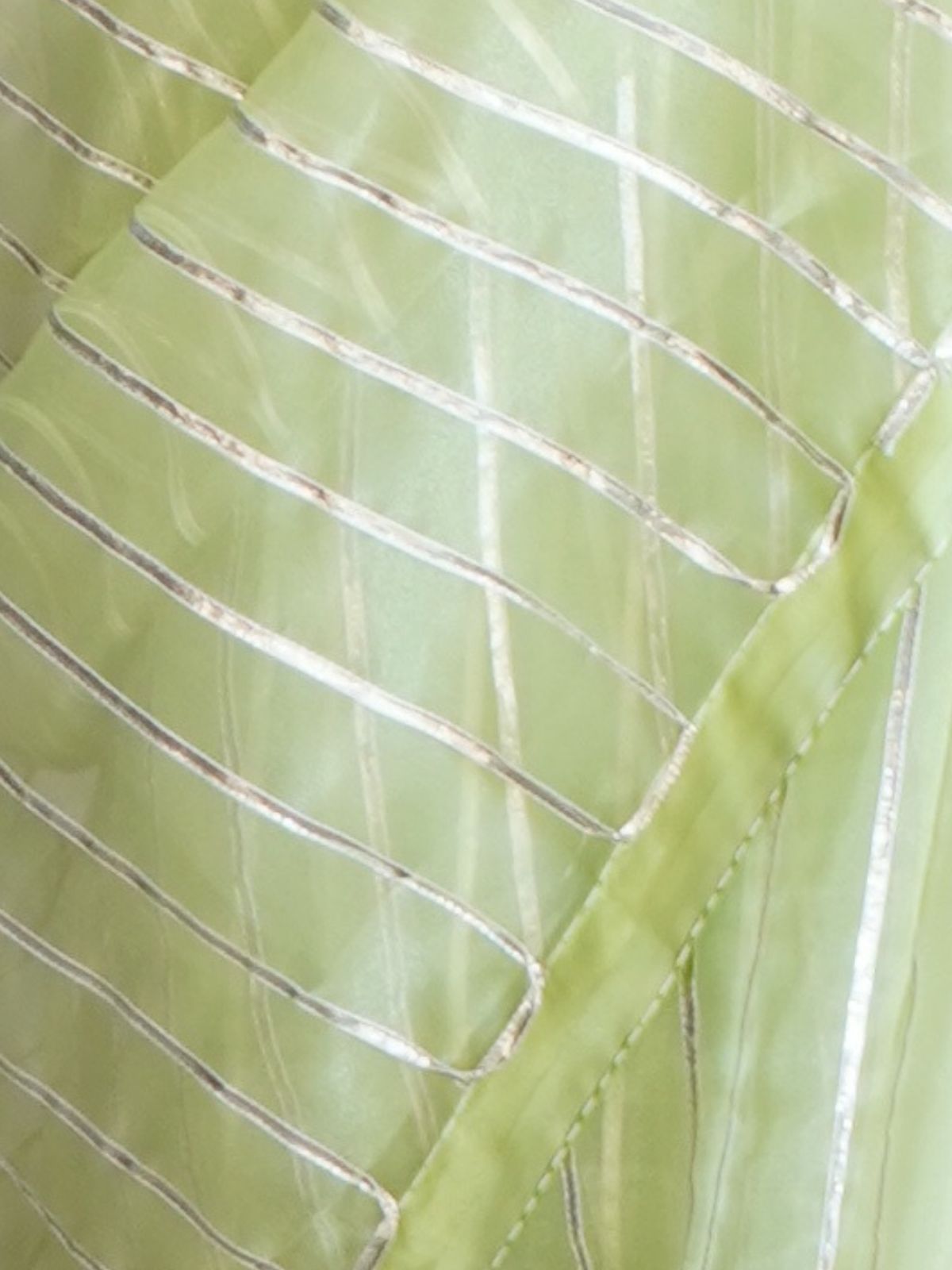 Odette Light Green Organza Lace Work Saree With Unstitched Blouse For Women