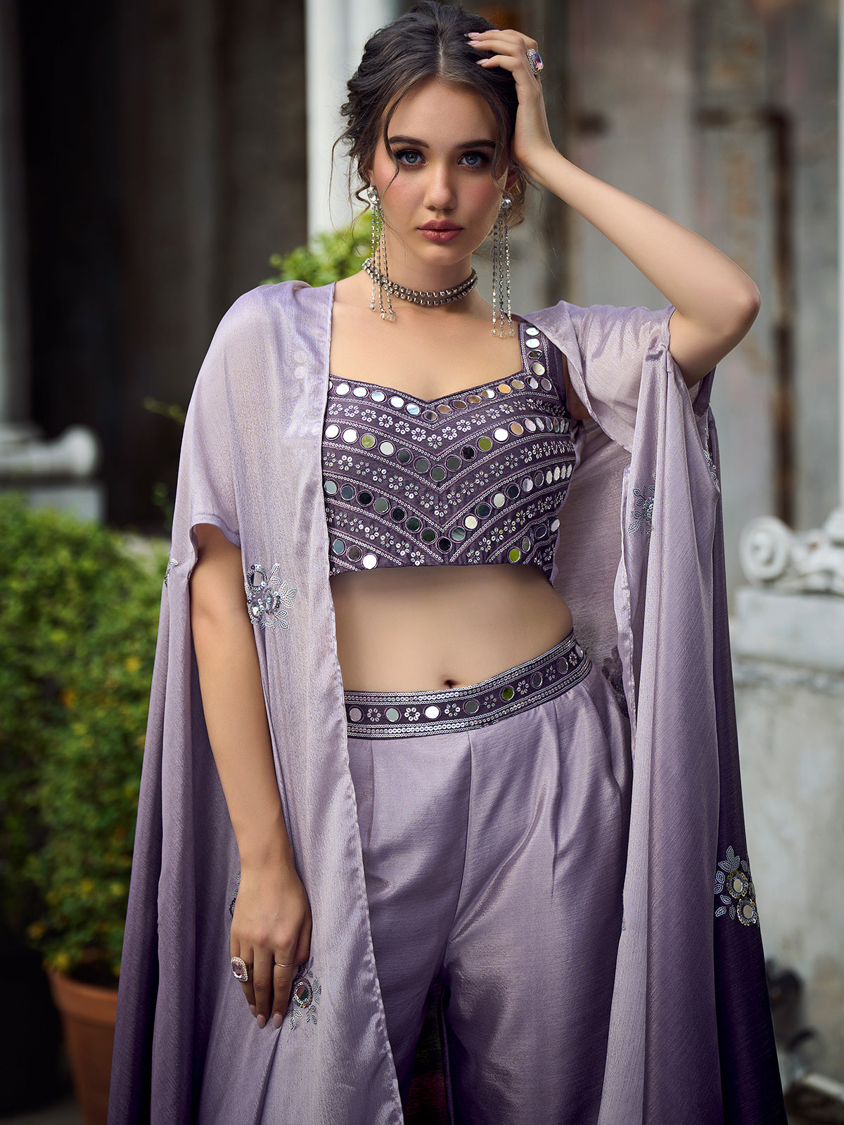 indo western purple dress Beautiful Purple Indo-western Georgette Gown