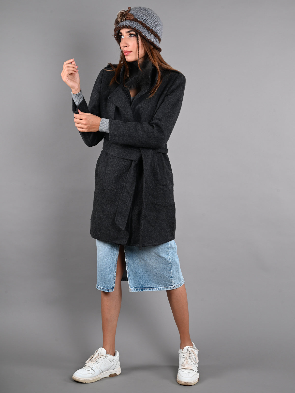 Ganni Wool Wide Collar Jacket in Sky Captain | WE ARE ICONIC