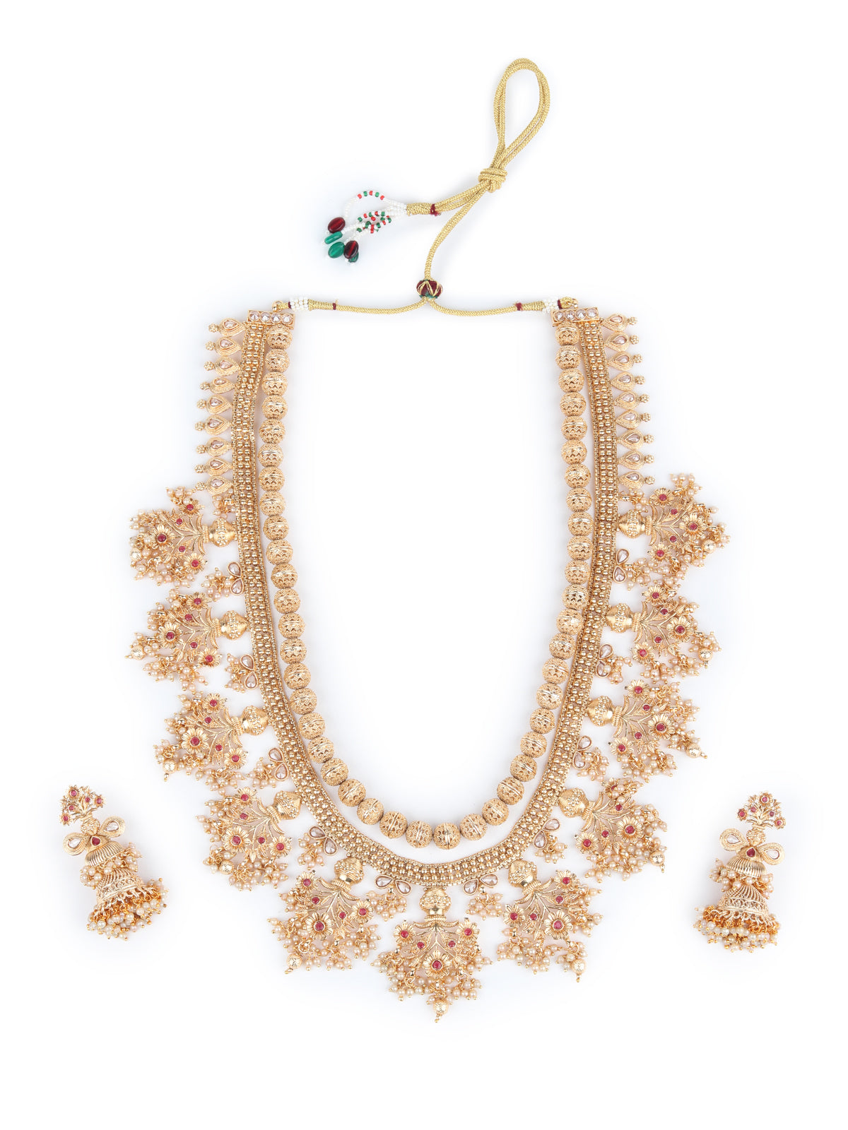 Odette Gold Pearl and Faux Stone Embellished Jewellry Set for Women