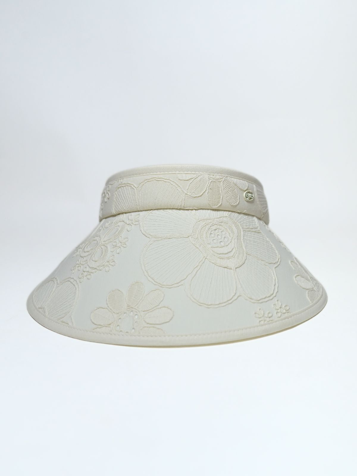 Odette Off White Cotton Embriodered Hat For Women