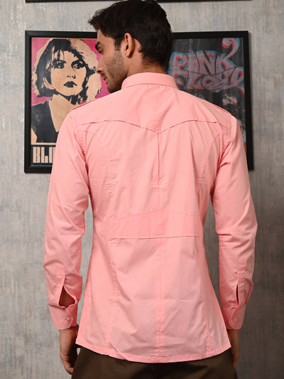 Odette Peach Cotton Hunting Shirt for Men
