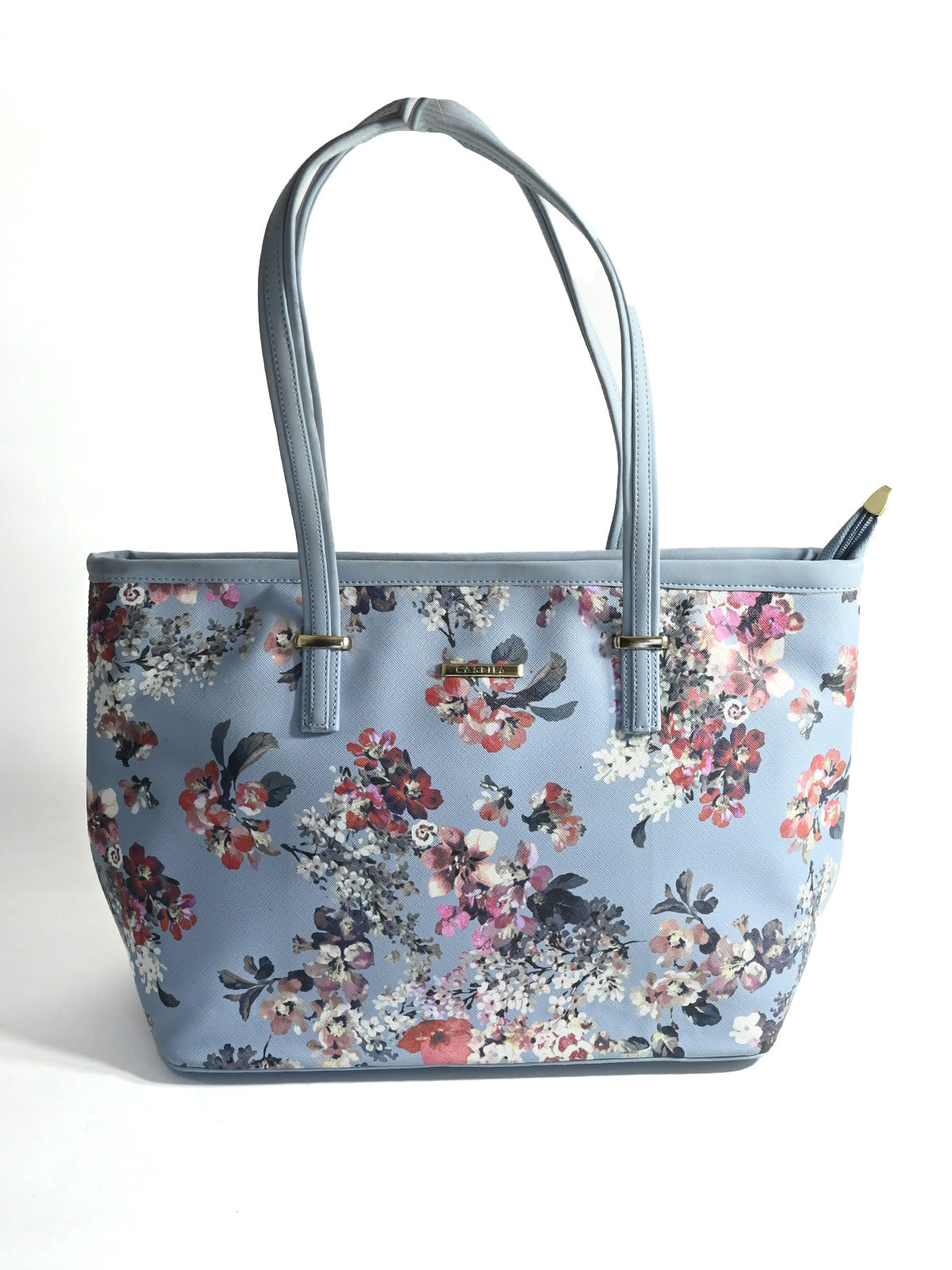 Odette Blue PU Printed Tote Bag For Women