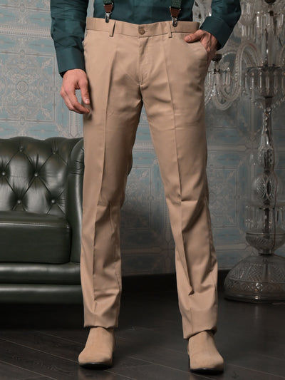 Odette Light Brown Poly Viscose Regular Fit Trouser for Men