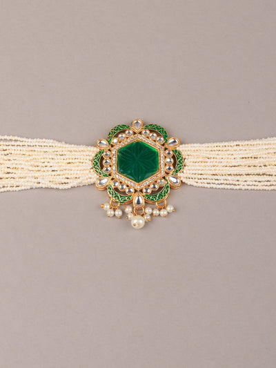 Odette - Green Stone and White Pearl Choker Set