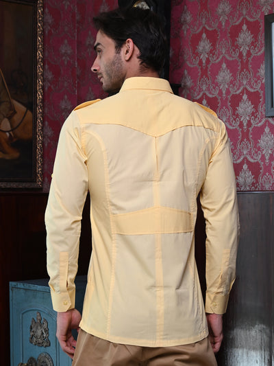 Odette Yellow Cotton Hunting Shirt for Men