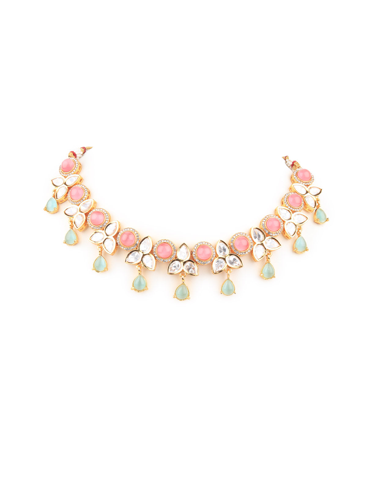 Odette Women Royal Looking Multicolored Choker Necklace Set