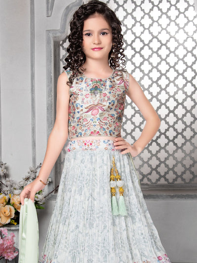 Odette Wedding Designer Off white Faux Georgette Lehenga Choli For Girls