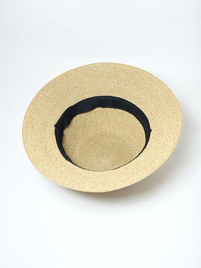 Odette Beige Raffia Woven Texture Hat For Women