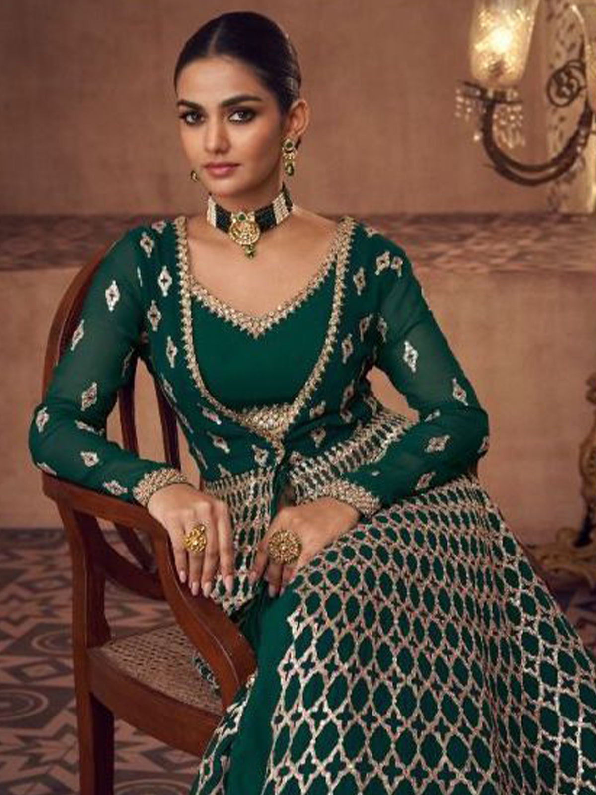 Odette -  Green Unstitched Semi Stitched Lehenga And Unstitched Blouse And Blouse With Jacket