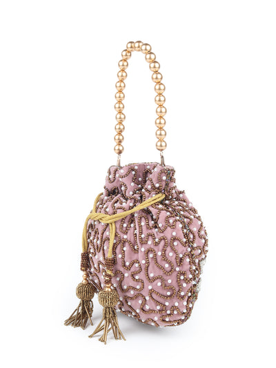 Odette Women Lavender Embellished Potli Handbag!