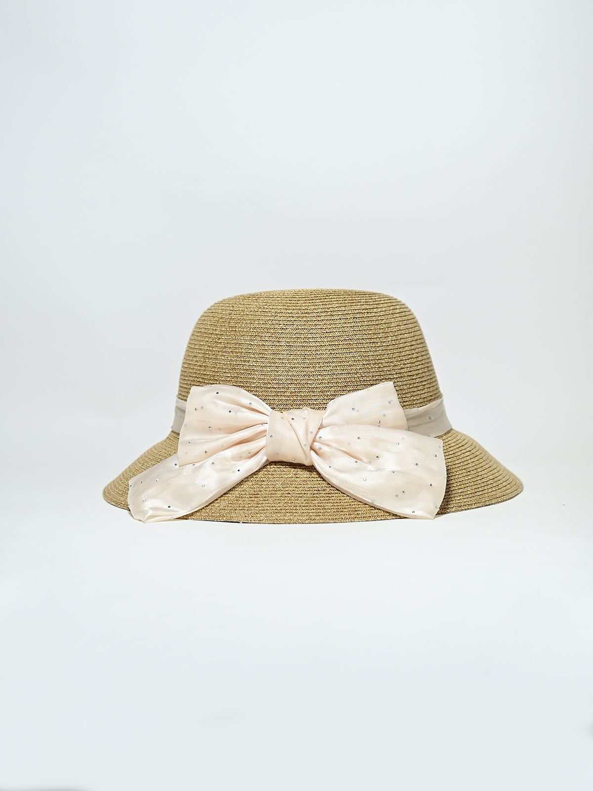 Odette Beige Raffia Woven Texture Hat For Women