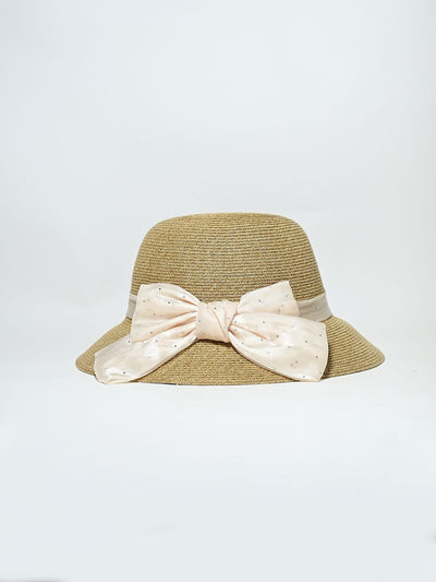 Odette Beige Raffia Woven Texture Hat For Women