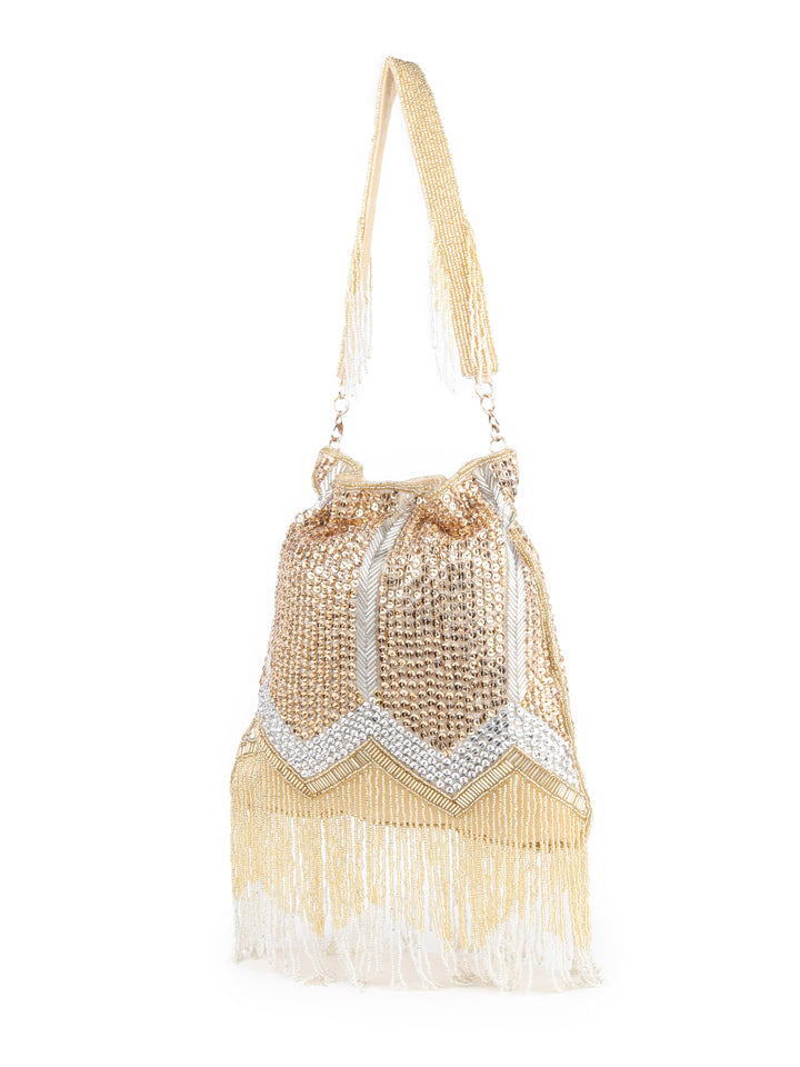 Buy Gold and Sliver Designer Potli Bag Online. – Odette