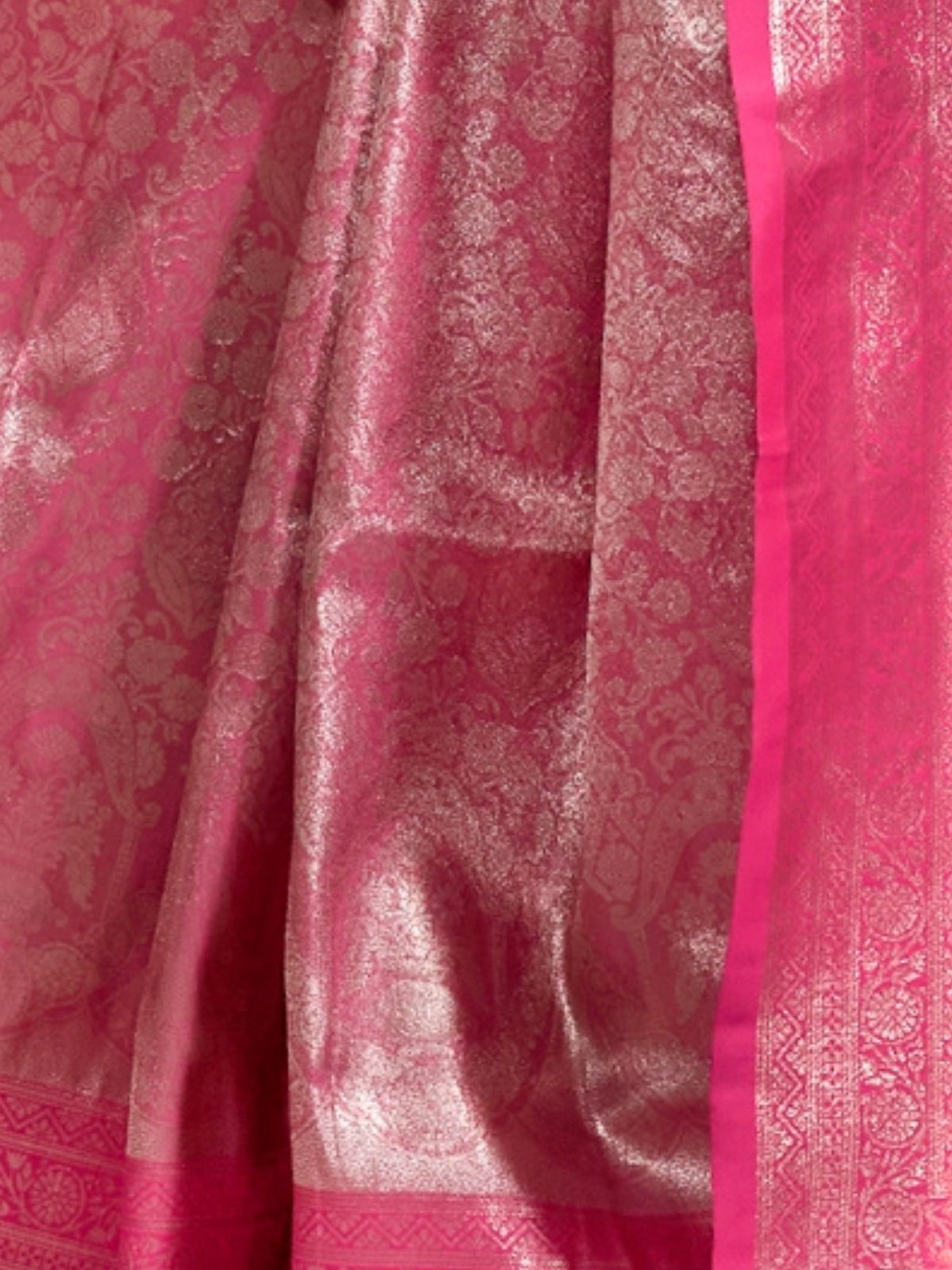 Odette Pink Silk Blend Woven Saree With Unstitched Blouse For Women