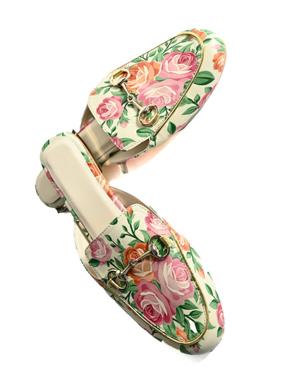 Odette Multicolor PU Printed Mule For Women