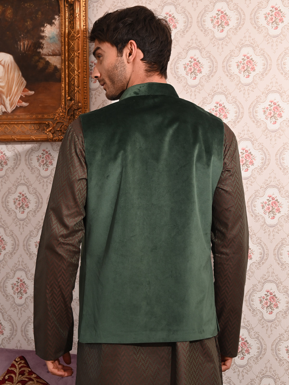 Odette Dark Green Velvet Jacket for Men