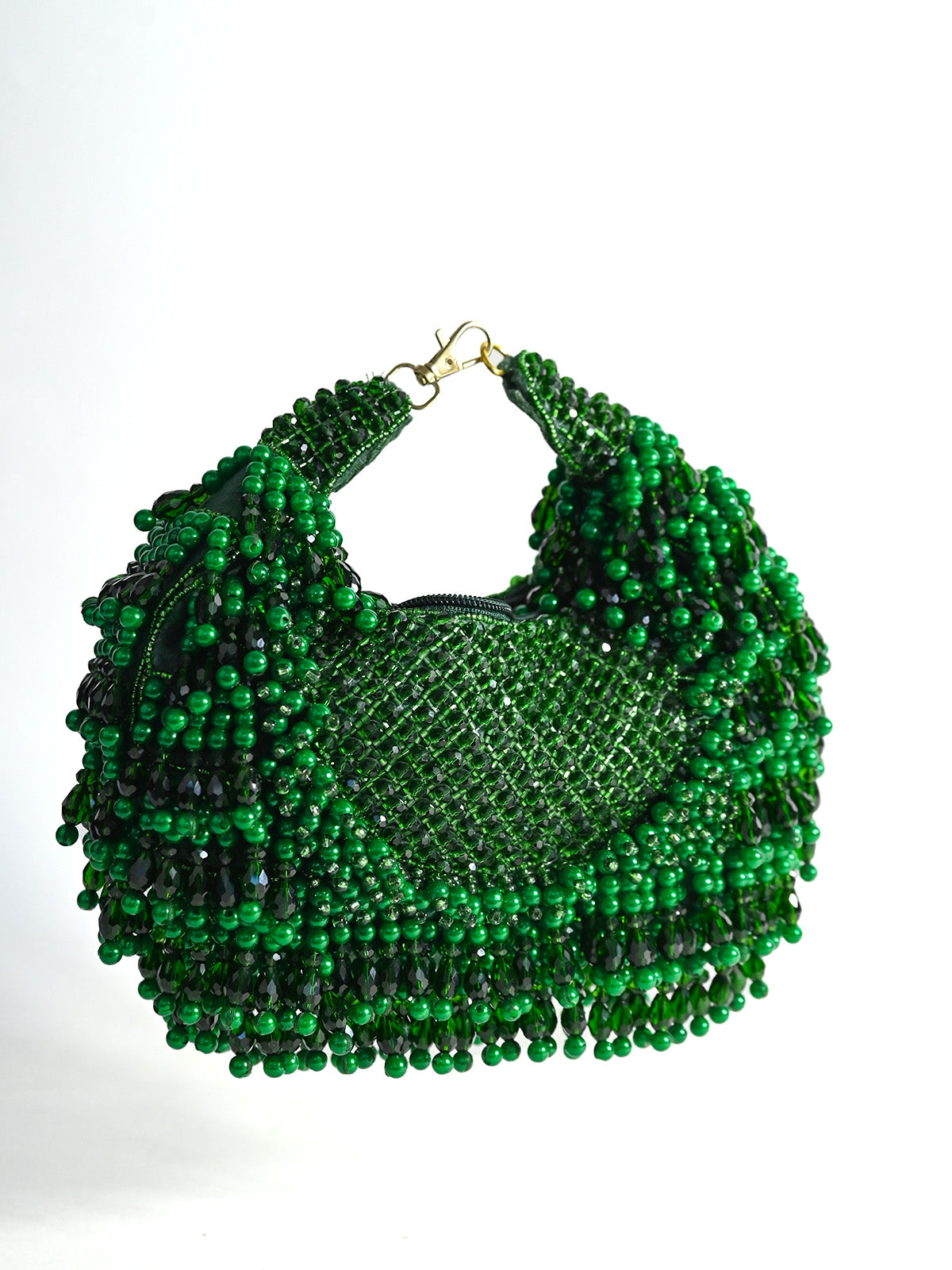 Odette Green Suede Embellished Hand Bag For Women